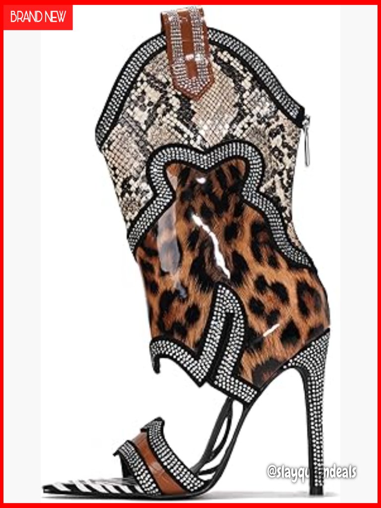 Rhinestone Cowboy Boots With Stiletto Heel, Cutout Ankle, Pointed Toe